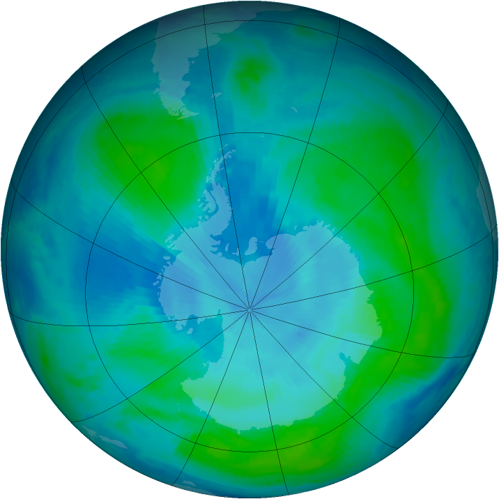 Antarctic ozone map for 03 February 2000